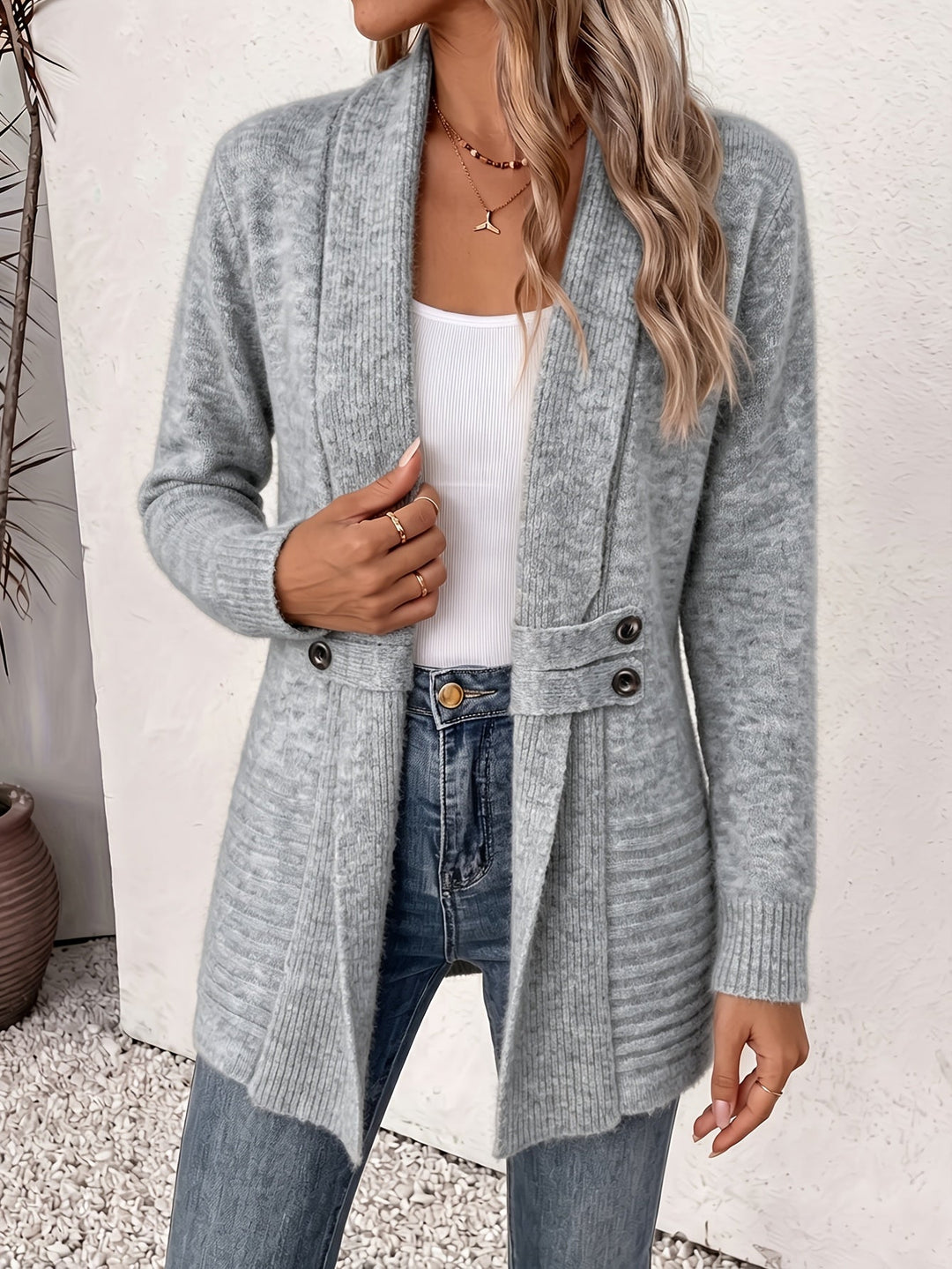 Mireia - Elegant Cardigan With Open Front