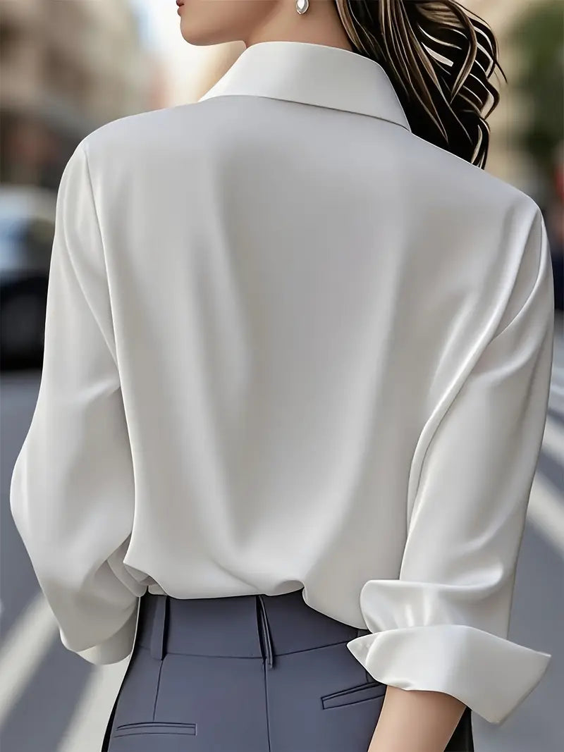 Amiliana - Elegant Long Sleeve Button Down Shirt