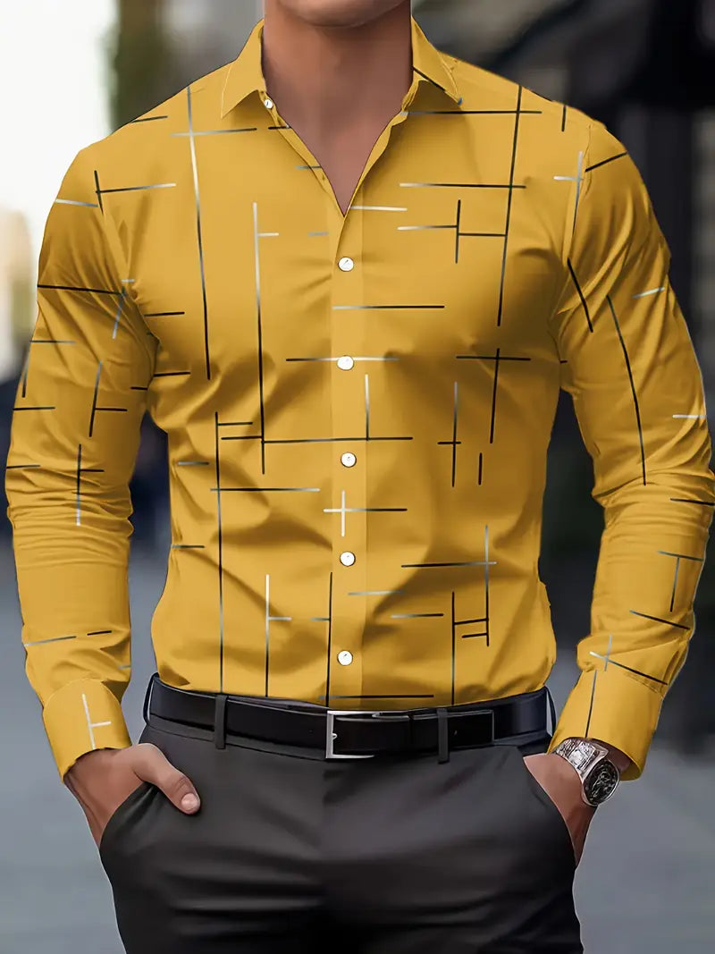 Nerio - Geometric Print Long Sleeve Shirt