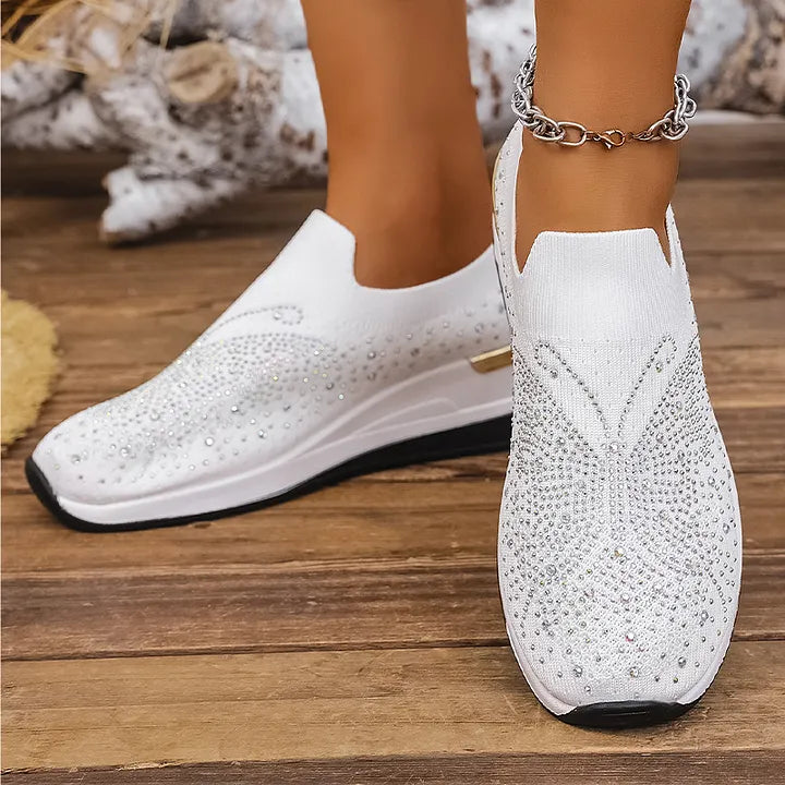 Josia - Rhinestone Butterfly Pattern Slip-on Sneakers