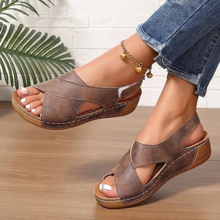 Clarisa - Cross Strap Wedge Sandal