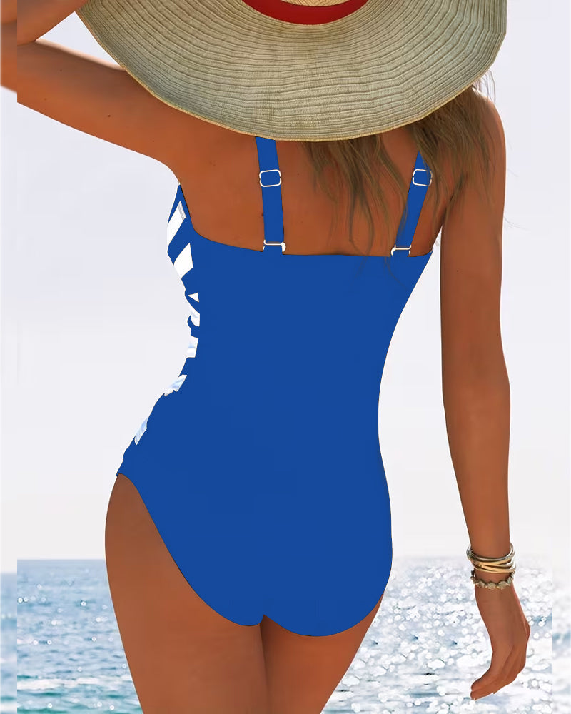Sulinna - Casual One-piece Striped Swimsuit