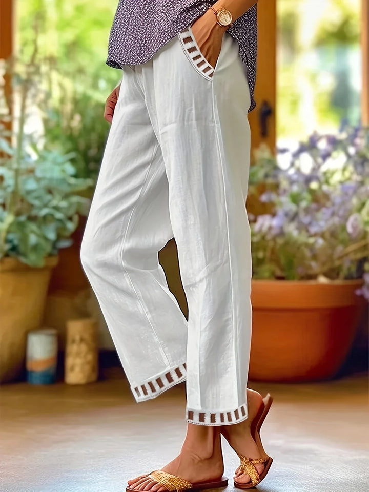 Tracey - Contrast Trim Cropped Pants