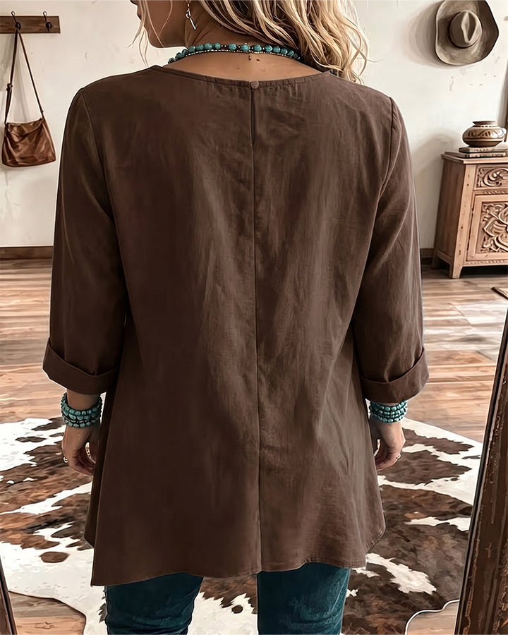 Taireen - Boho Pleated Tunic Blouse
