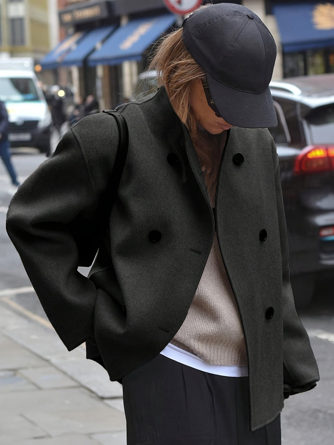 Deanne - Elegant Double Breasted Beige Coat