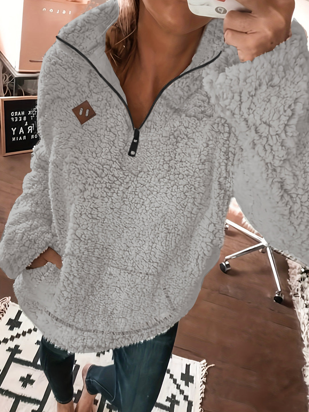 Willemien - Long Sleeve Fleece Zippered Sweatshirt