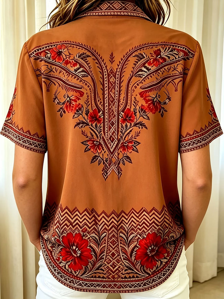 Marcelena - Casual Button Up Short Sleeve Shirt