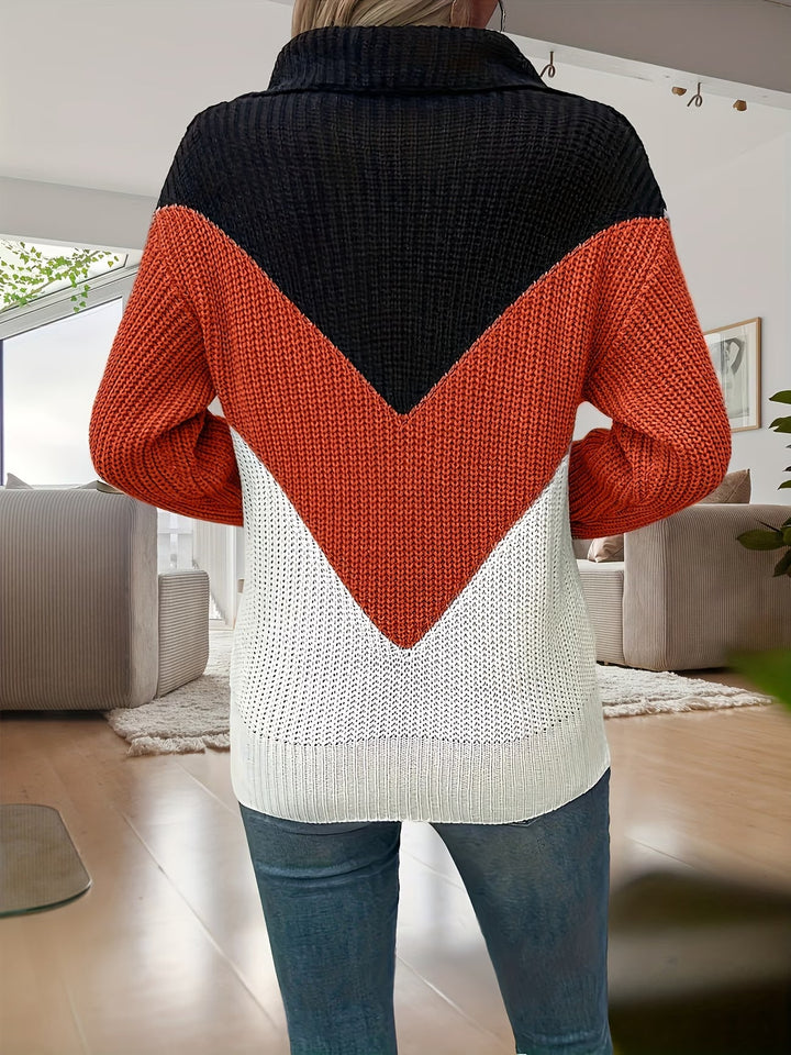 Vala - Elegant Knitted Sweater with Half Zip