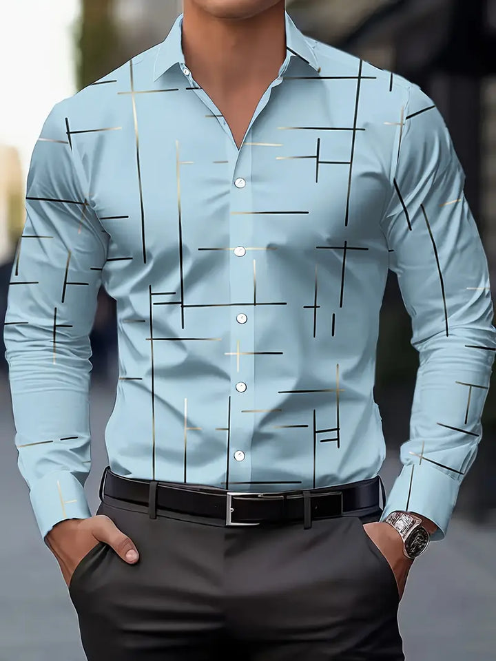 Nerio - Geometric Print Long Sleeve Shirt
