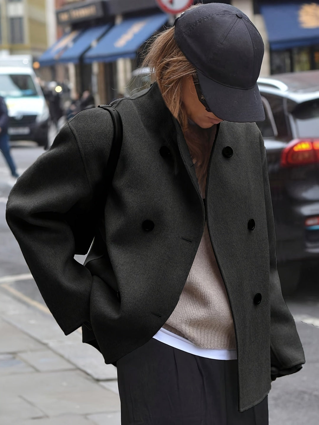 Deanne - Elegant Double Breasted Beige Coat