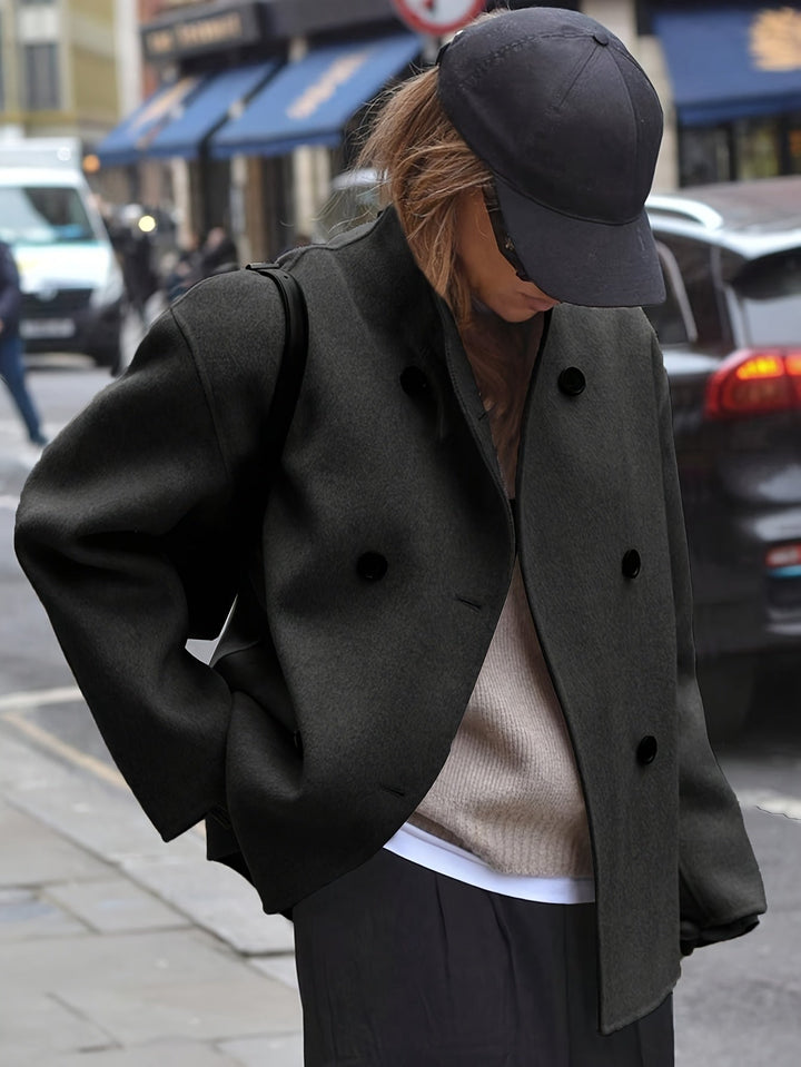 Deanne - Elegant Double Breasted Beige Coat