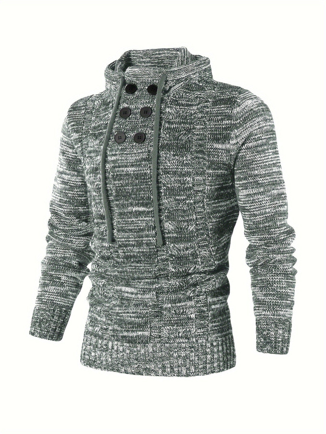 Damiaan - Casual Long Sleeve Knitted Hoodie