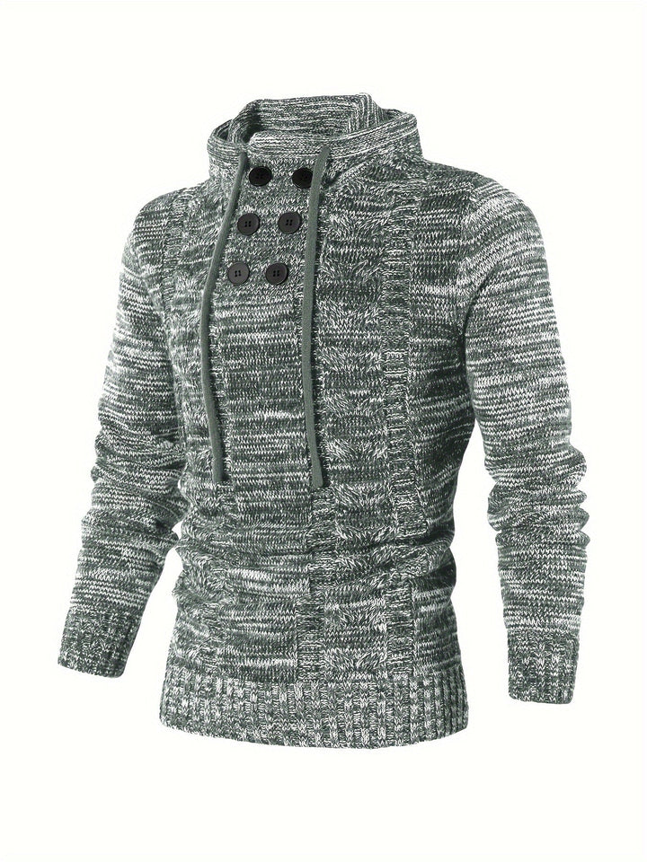 Damiaan - Casual Long Sleeve Knitted Hoodie