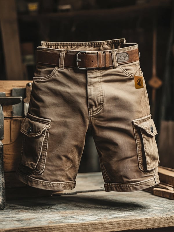 Men's Retro Outdoor Ripstop Multi-Purpose Cargo Shorts