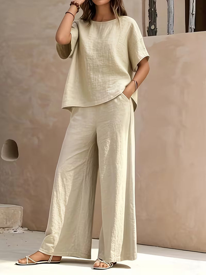 Josy -  Short Sleeve Wide Leg Trouser Set