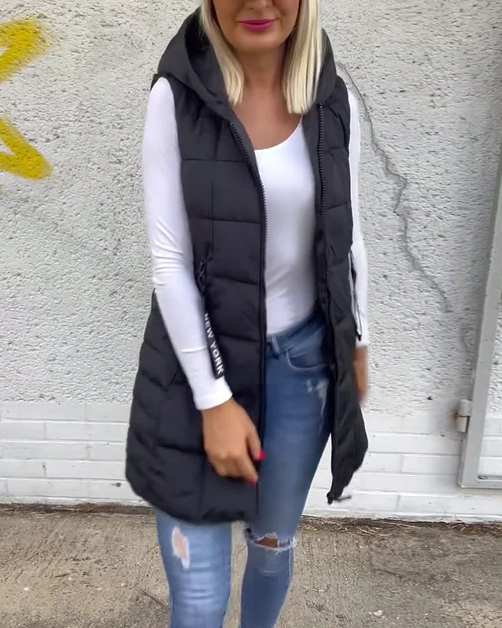 Laruna - Sleeveless Padded Coat With Zipper