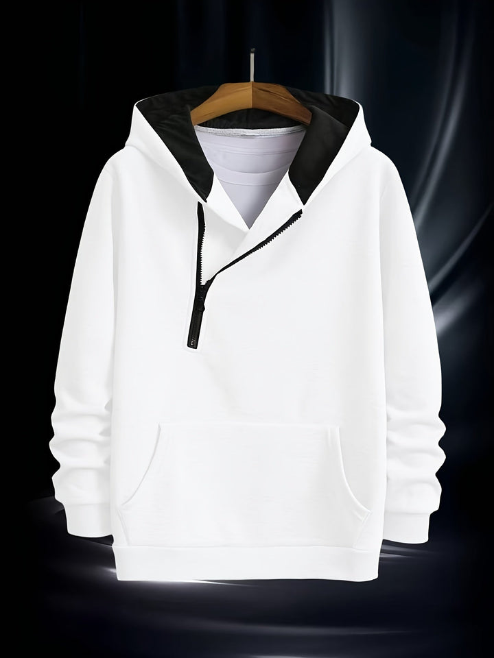 Auratrace - Long Sleeve Hooded Sweatshirt With Half-Zip