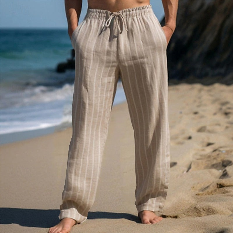 Boyan - Breathable Elastic Waist Stripe Trousers