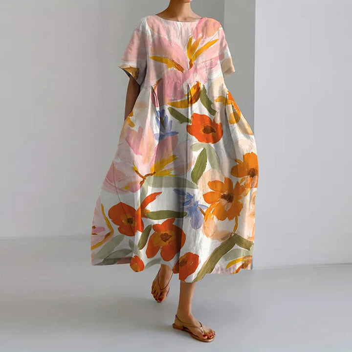 Lucasta - Comfortable V-neck Floral Print Dress