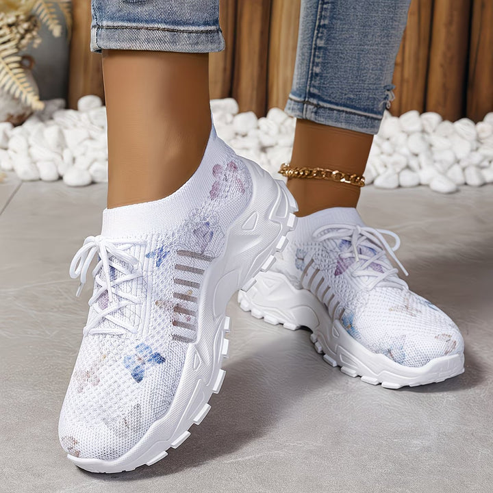 Destinee - Butterfly Print Lace-Up Sneaker