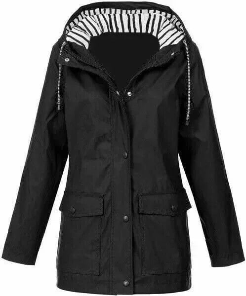 Ilektra - Elegant Long Sleeve Waterproof Hooded Jacket