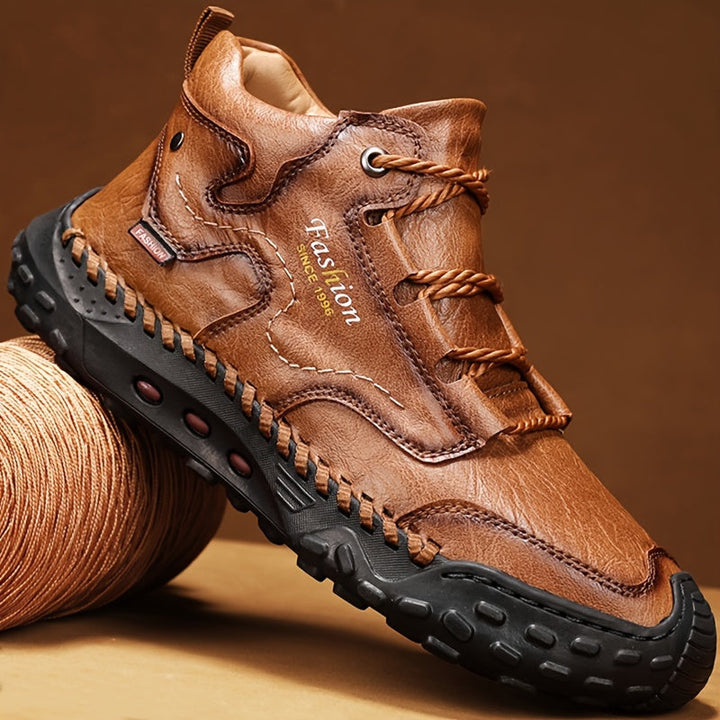 Kolman - Casual Leather Lace Up Ankle Boots with Non Slip Sole