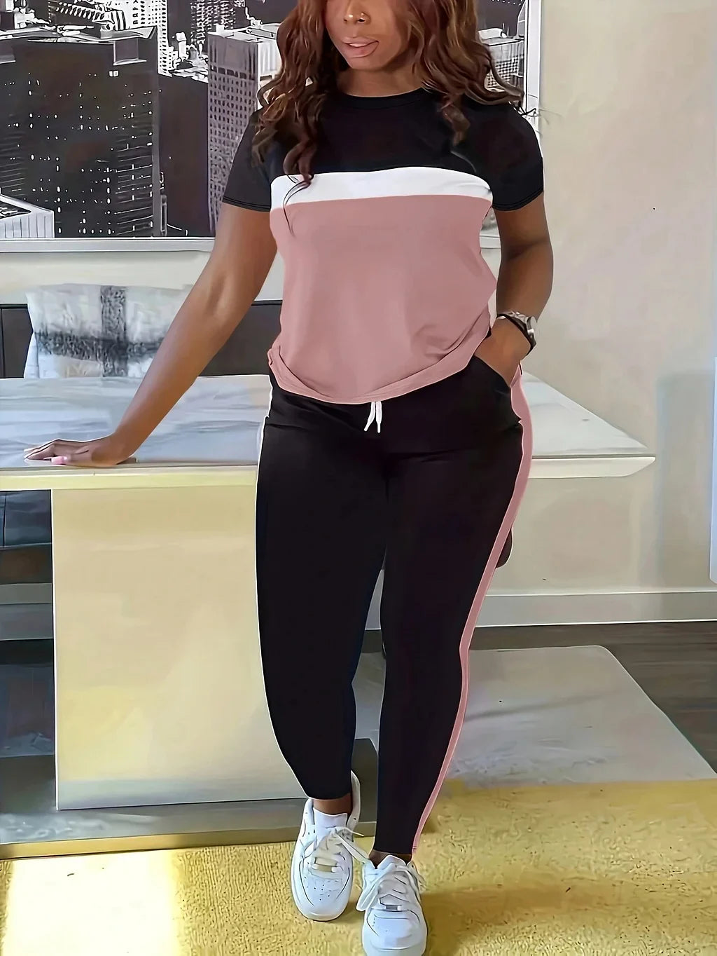 Fotini - Summer Fashionable Contrasting Colorful Casual Sporty Suit