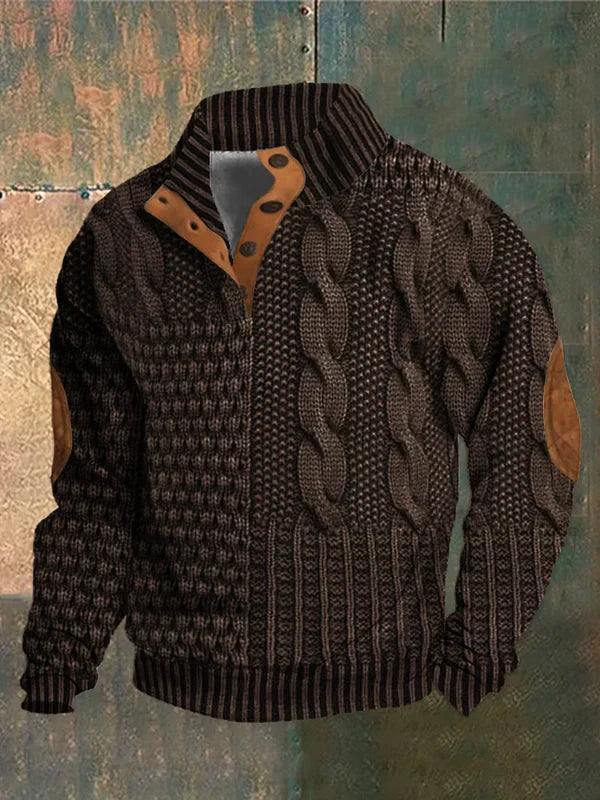 Everette - Cable Knit Patchwork Sweater