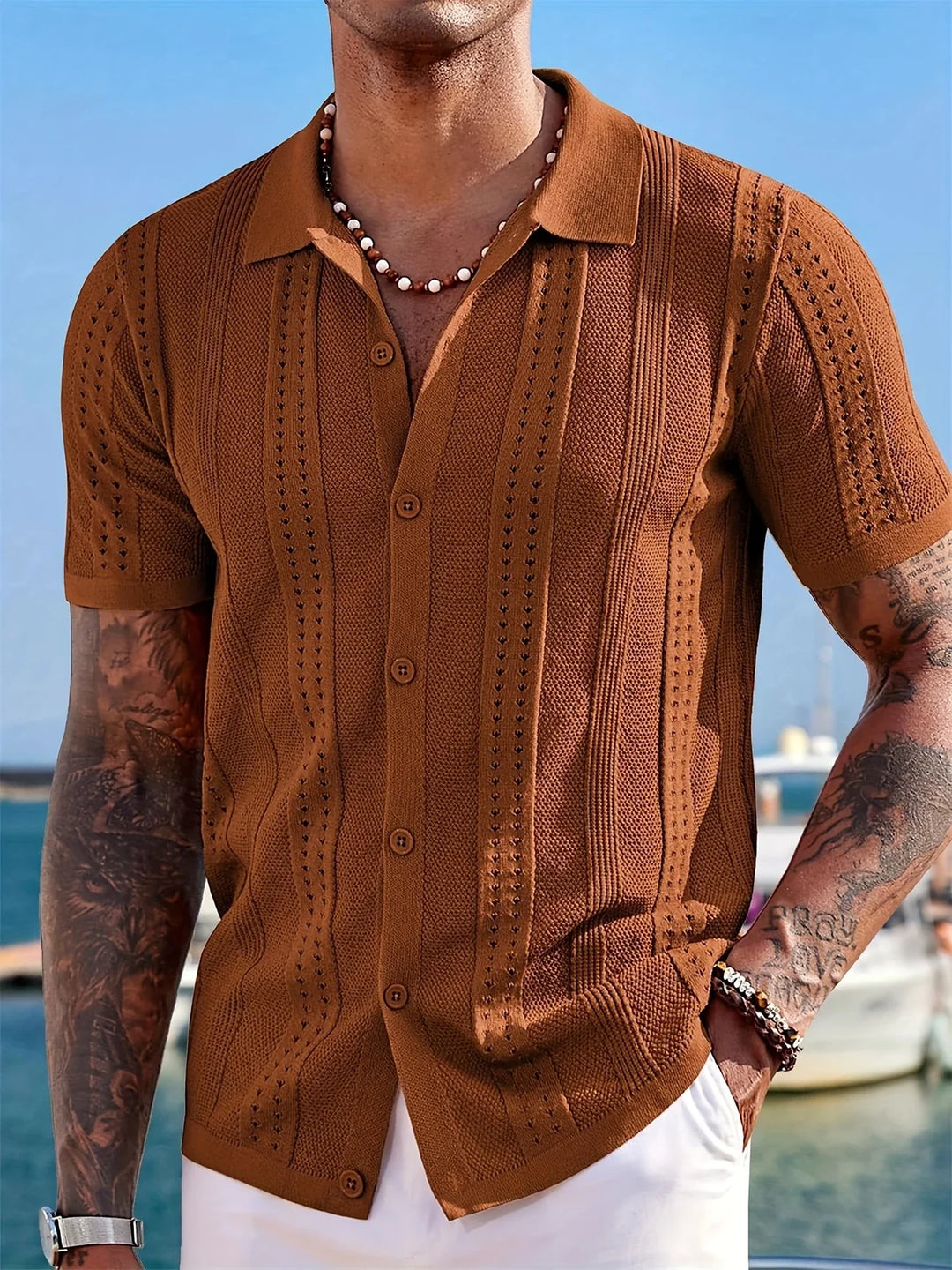 Semyon - Fashionable Intricate Pattern Knitted Shirt
