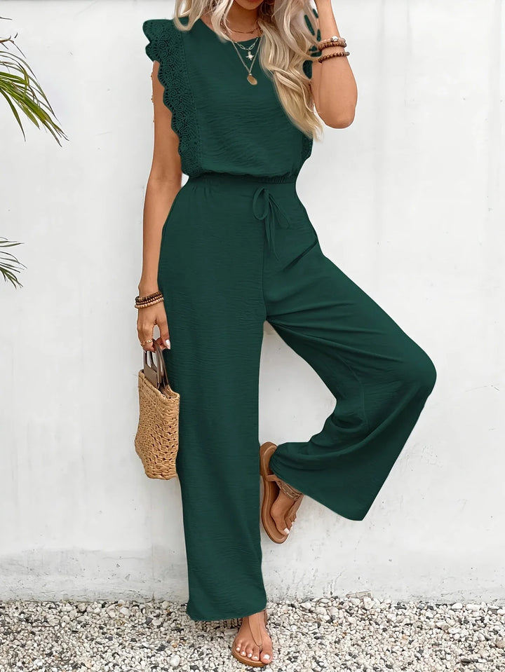 Ziva - Elegant Lace Top And Wide Leg Pant