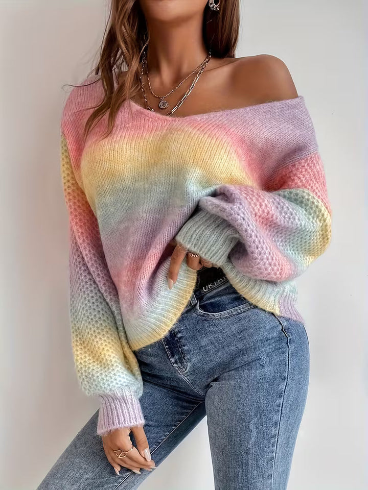 Orianena - Knitted Sweater With Gradient Colors