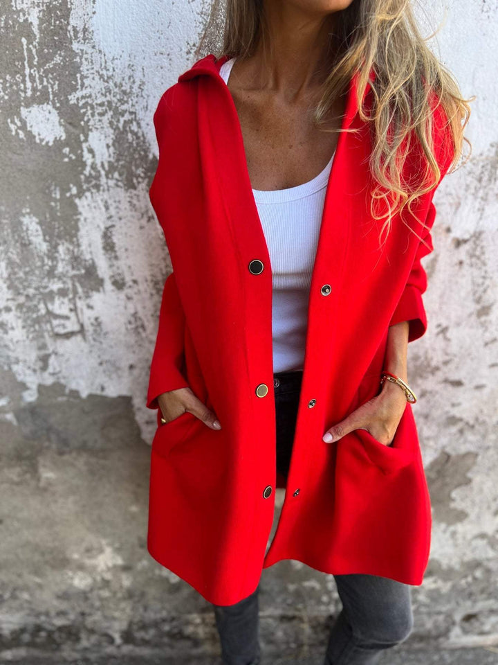 Isolde - Button-Front Cardigan with Hood