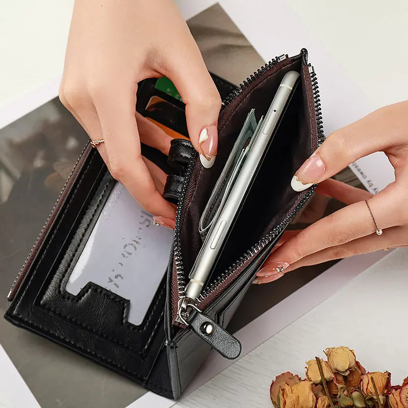 Voltwave - Leather Wallet With Double Zipper