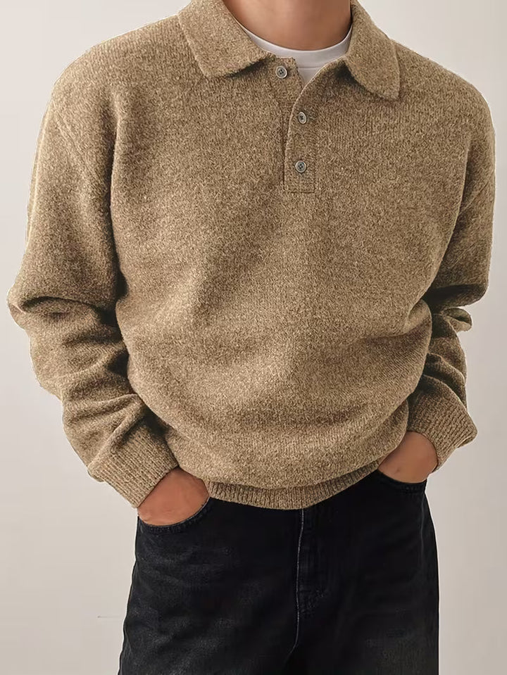 Pascmund - Long Sleeve Button Up Knit Sweater