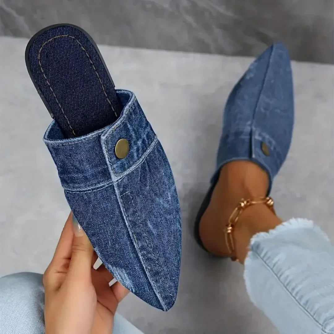 Evropi - Summer Mules With Metal Buckle