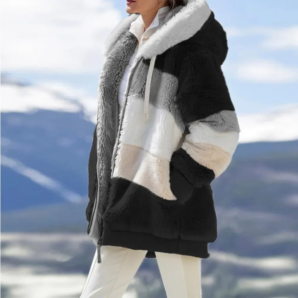 Franzi - Loose Long Sleeve Hooded Zipper Jacket