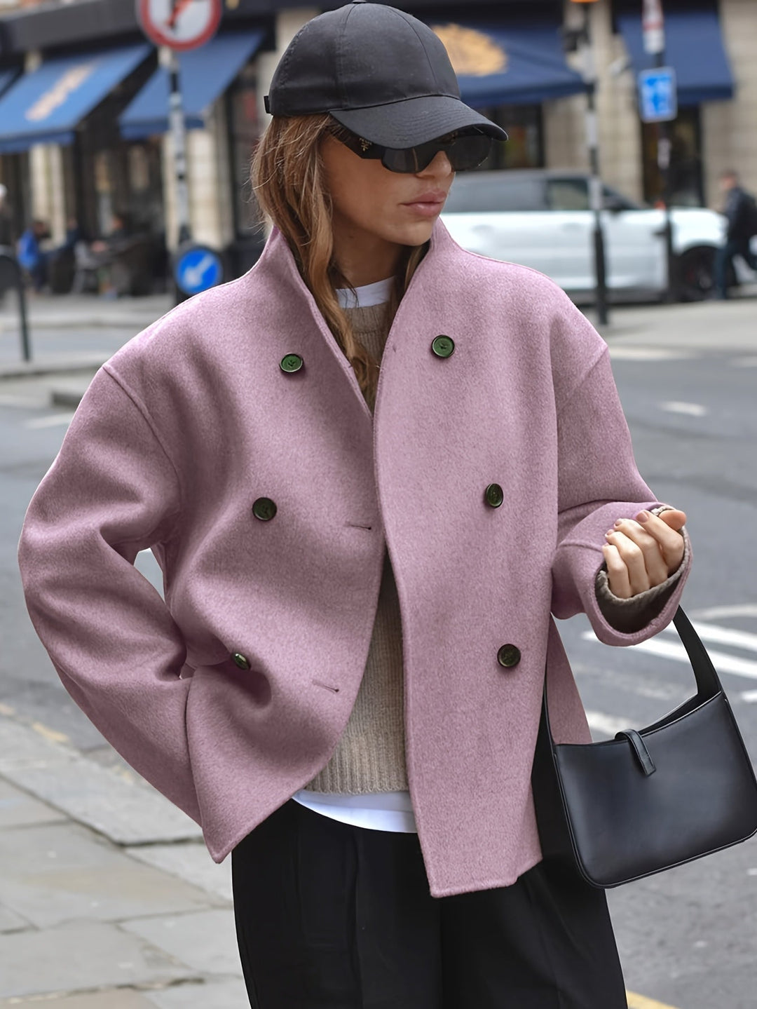 Deanne - Elegant Double Breasted Beige Coat