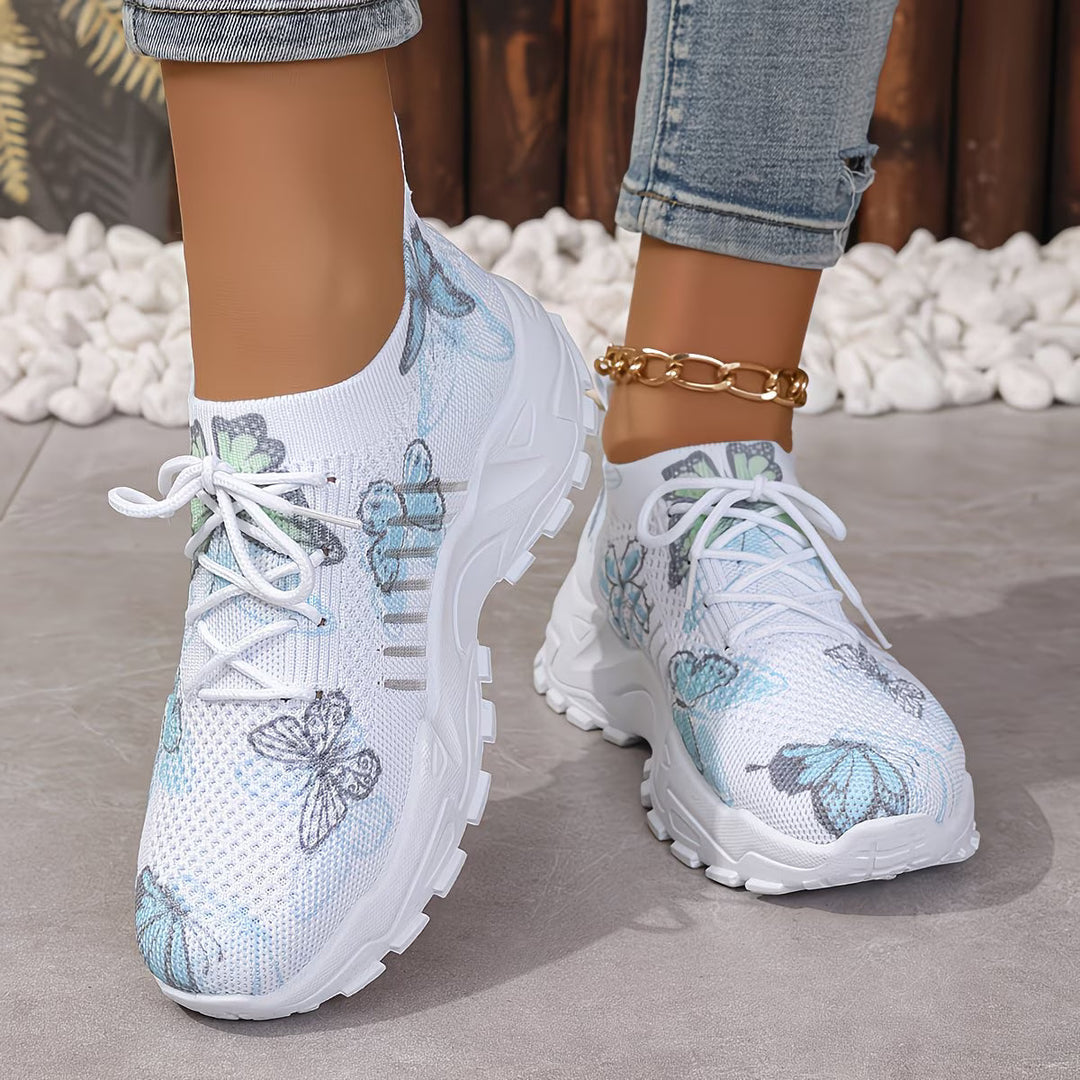 Destinee - Butterfly Print Lace-Up Sneaker