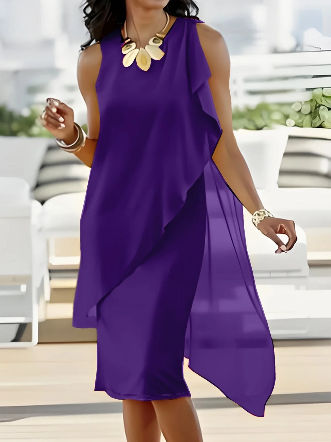 Maren - Elegant Midi Dress With Sleeveless