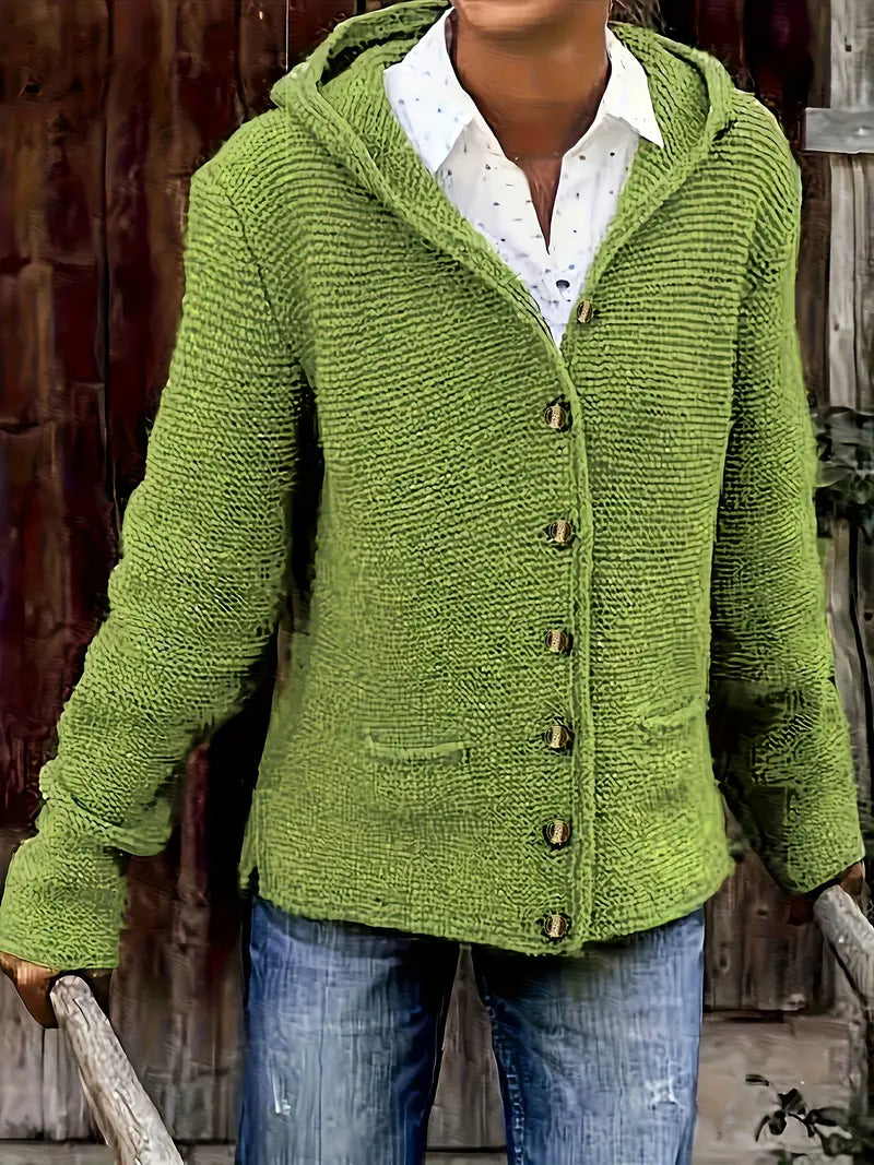 Bressan - Elegant Long Sleeve Hooded Cardigan