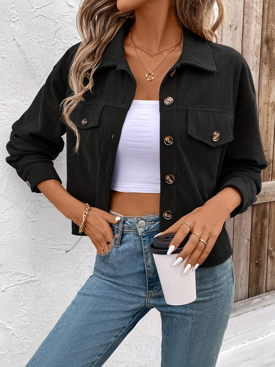 Nichola - Long Sleeve Jacket With Button Up