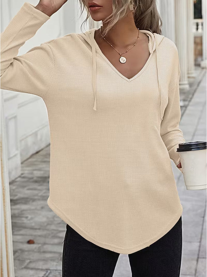 Heydi - Long Sleeve Curved Hem Hooded Sweatshirt