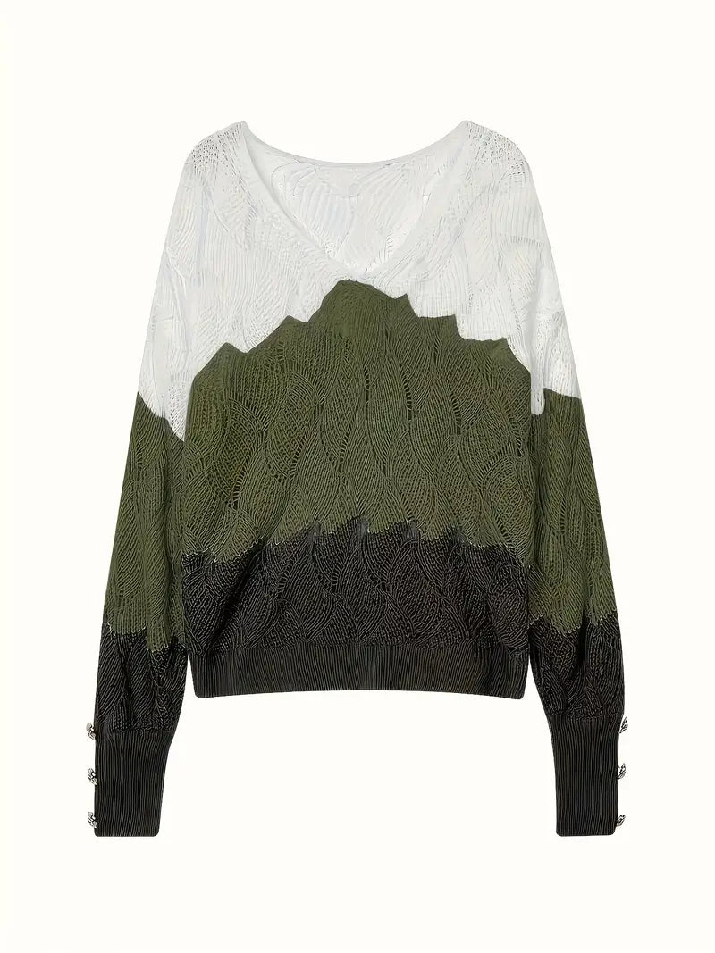 Renilda - Elegant V-Neck Knitted Sweater