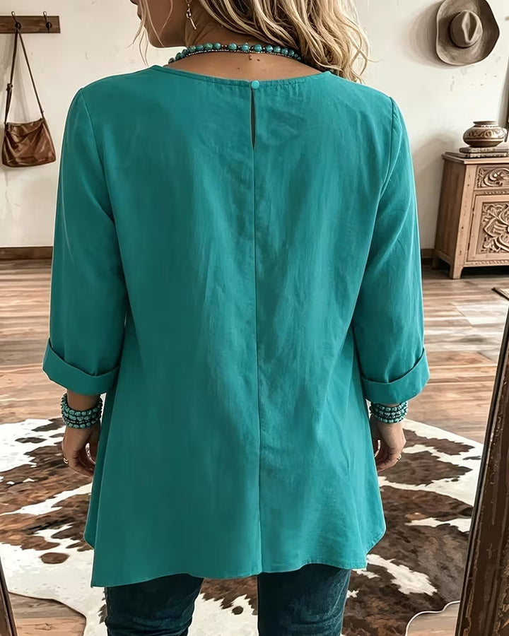Taireen - Boho Pleated Tunic Blouse