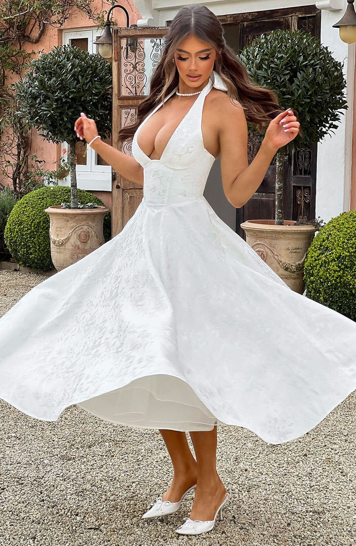 Myra - Fashionable Halter Neckline Midi Dress