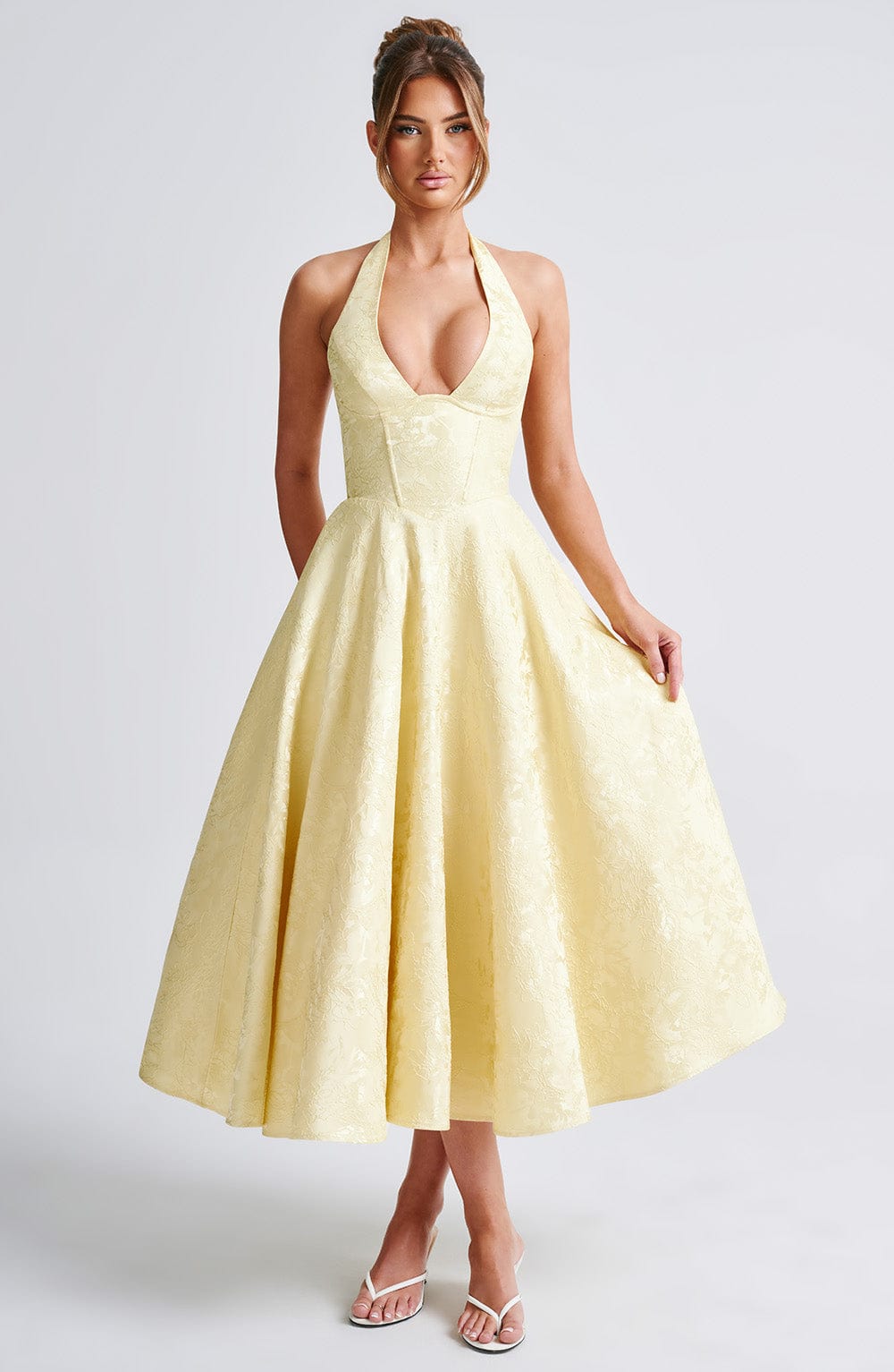 Myra - Fashionable Halter Neckline Midi Dress