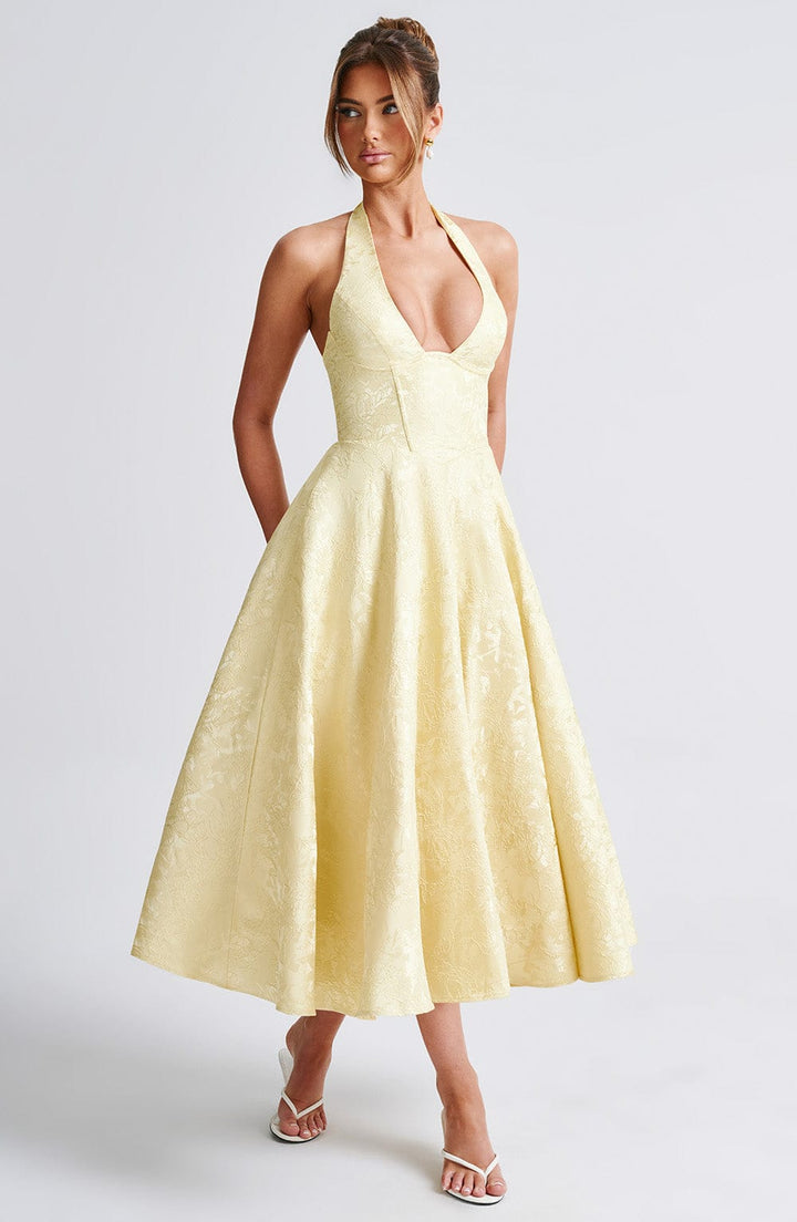 Myra - Fashionable Halter Neckline Midi Dress
