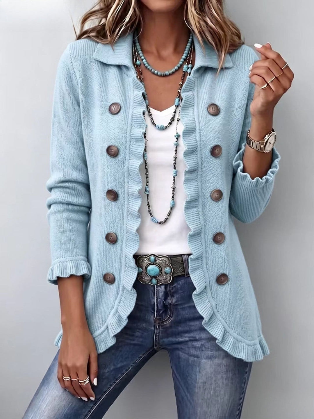 Dahlette - Dusty Ruffled Cardigan