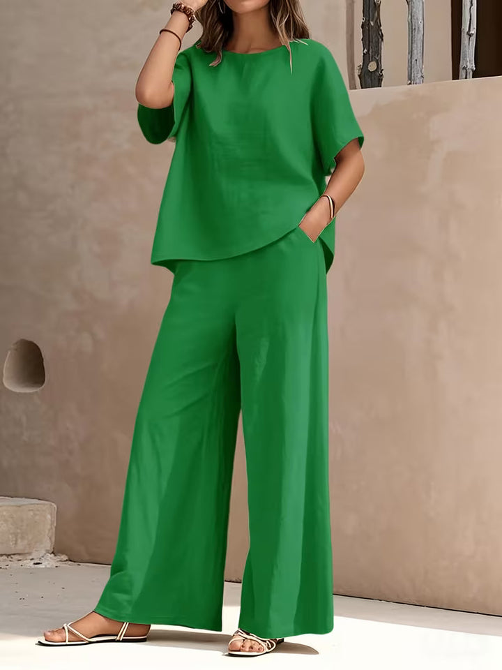 Josy -  Short Sleeve Wide Leg Trouser Set