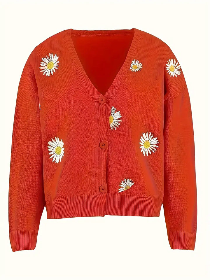 Korina - Elegant Long Sleeve Cardigan With Button
